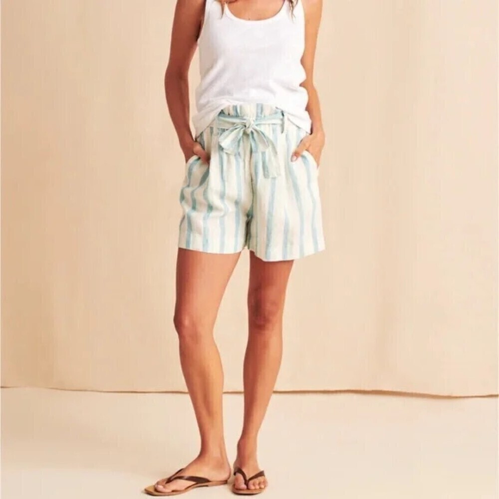 Faherty Women's Striped Shorts - Blue and White